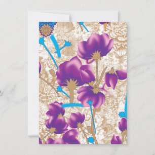 Carte Motif floral vif avec violet et bleu f