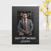 Carte Motif géométrique noir pour 50e anniversaire avec  (Fleur jaune)