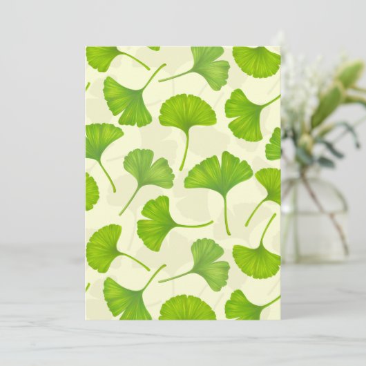 Carte Motif Ginkgo sur blanc (Debout devant)