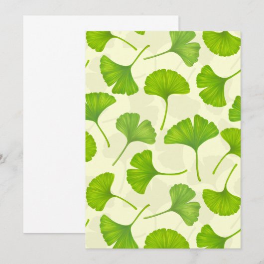 Carte Motif Ginkgo sur blanc (Devant / Derrière)