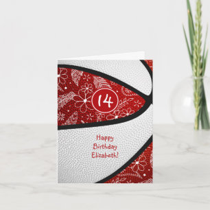Carte motif gribouillé rouge blanc basket-ball pour tout