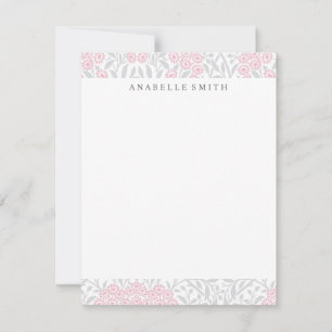 Carte Motif gris et rose de Damas florales