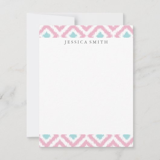 Carte Motif Ikat de menthe rose pâle (Devant)