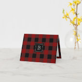 Carte Motif initial monogrammé à carreaux rustique Buffa (Fleur jaune)