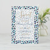 Carte Motif léopard pailleté or bleu (Debout devant)