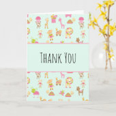 Carte Motif mignon avec Nursery Animaux & Jouets Merci (Fleur jaune)