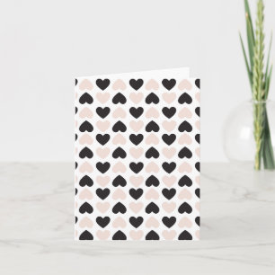 Carte Motif moderne Blush Rose Black Love Hearts