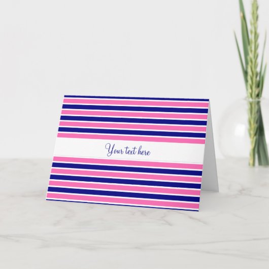 Carte Motif Navy Blue and Hot Pink Stripes (Devant)