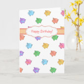 Carte Motif Pastel Pig (Fleur jaune)