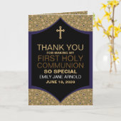 Carte Motif persan, première sainte communion Merci (Fleur jaune)