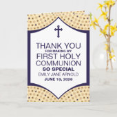 Carte Motif persan, première sainte communion Merci (Fleur jaune)