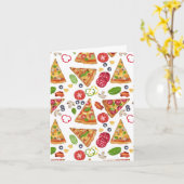 Carte Motif Pizza d'aquarelle (Fleur jaune)