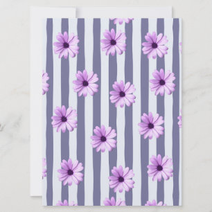 Carte motif rayé avec marguerites violettes