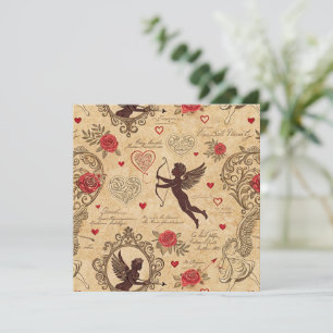 Carte Motif romantique de vintage Cupid (10)