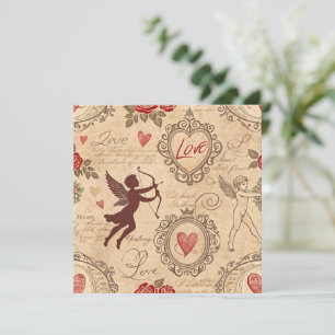 Carte Motif romantique de vintage Cupid (3)