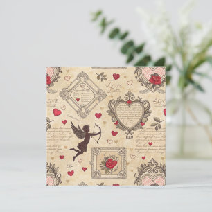 Carte Motif romantique de vintage Cupid (8)