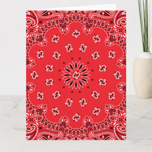 Carte Motif rouge de bandanna de Paisley (Devant)