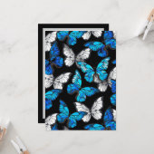 Carte Motif sans couleur foncée avec papillons bleus Mor (Devant/Arrière en situation)
