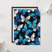 Carte Motif sans couleur foncée avec papillons bleus Mor (Devant/Arrière en situation)