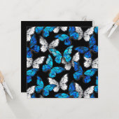 Carte Motif sans couleur foncée avec papillons bleus Mor (Devant/Arrière en situation)