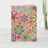 Carte Motif sans couture aux couleurs rétro de fleurs de (Devant)