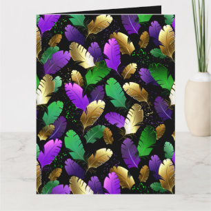 Carte Motif sans couture avec des plumes de Mardi Gras