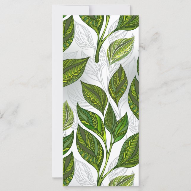 Carte Motif sans couture avec Feuilles de thé vert (Devant)