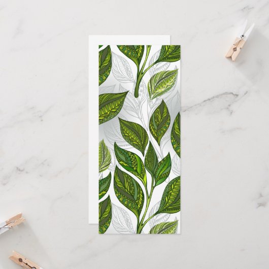 Carte Motif sans couture avec Feuilles de thé vert (Devant/Arrière en situation)