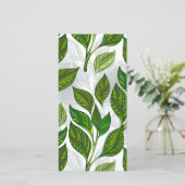 Carte Motif sans couture avec Feuilles de thé vert (Debout devant)
