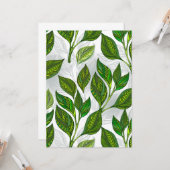 Carte Motif sans couture avec Feuilles de thé vert (Devant/Arrière en situation)