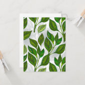 Carte Motif sans couture avec Feuilles de thé vert (Devant/Arrière en situation)