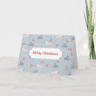 Carte Motif sans couture d'oiseaux de Noël pastel