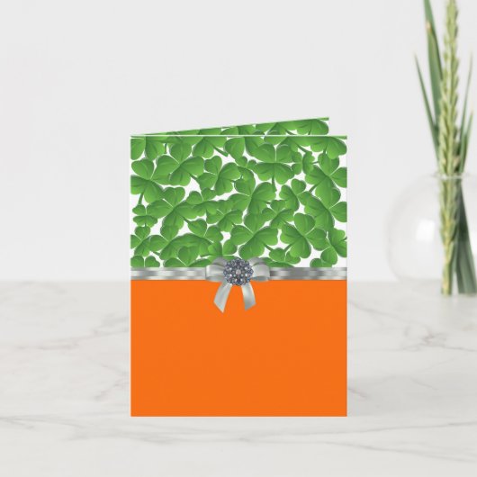 Carte Motif shamrock vert et orange (Devant)
