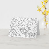 Carte Motif sinueux noir peint à la main sur le blanc (Fleur jaune)