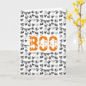 Carte Motif squelette effrayant Boo orange   (Fleur jaune)