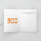 Carte Motif squelette effrayant Boo orange Halloween (Intérieur)