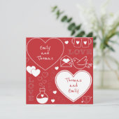 Carte Motif Valentine - Blanc sur rouge (Debout devant)