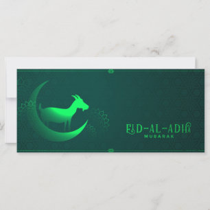 Carte Motif vert de l'Aïd al Adha Moubarak sur le croiss