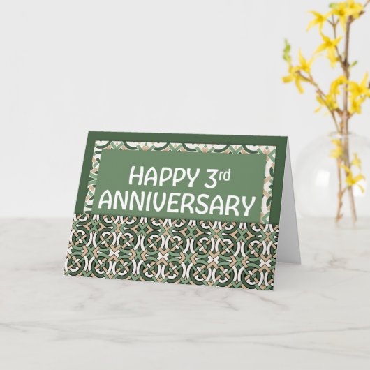 Carte Motif vert du 3e anniversaire de l'employé (Fleur jaune)