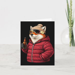 Carte Motifs animaux renard fête après-ski shirt skiAnim