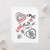 Carte motifs cœurs façon tags (Devant/Arrière en situation)
