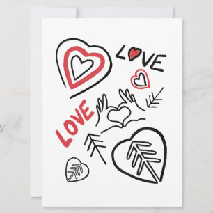Carte motifs cœurs façon tags