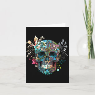 Carte Motifs de crâne mexicain colorés Fleurs Halloween