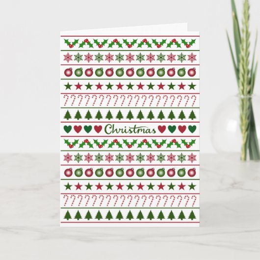 Carte Motifs de Noël Amour Motif Vert Blanc Rouge (Devant)