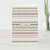 Carte Motifs de Noël Amour sur fond vert blanc rouge (Devant)
