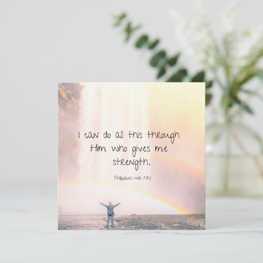 Carte Motivation Encourageant Écriture Bible Citation (Debout devant)