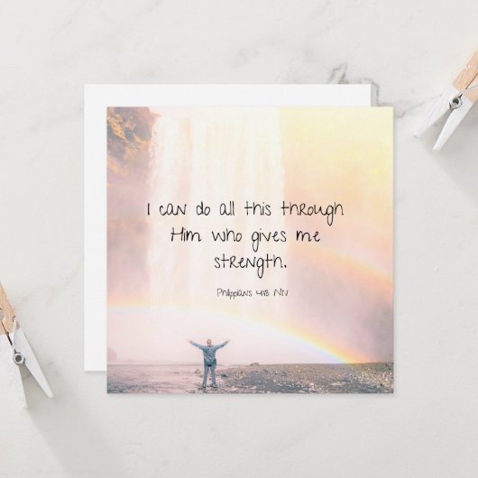 Carte Motivation Encourageant Écriture Bible Citation (Devant/Arrière en situation)