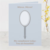 Carte Motivation Personnalisée Miroir main bleu argent (Fleur jaune)