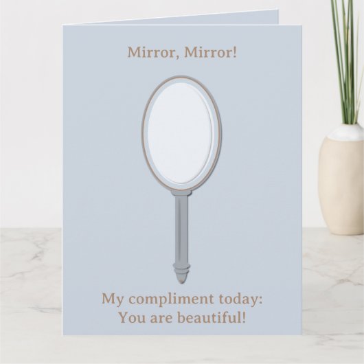 Carte Motivation Personnalisée Miroir main bleu argent (Devant)