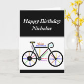 Carte Motivational Bike Bicyclette Anniversaire Nom pers (Fleur jaune)